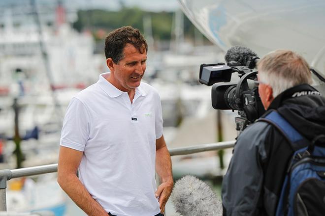 Brian Thompson, one of Britain's leading multihull skippers, who set two new speed records around the Isle of Wight in his trimaran Phaedo 3. © Paul Wyeth