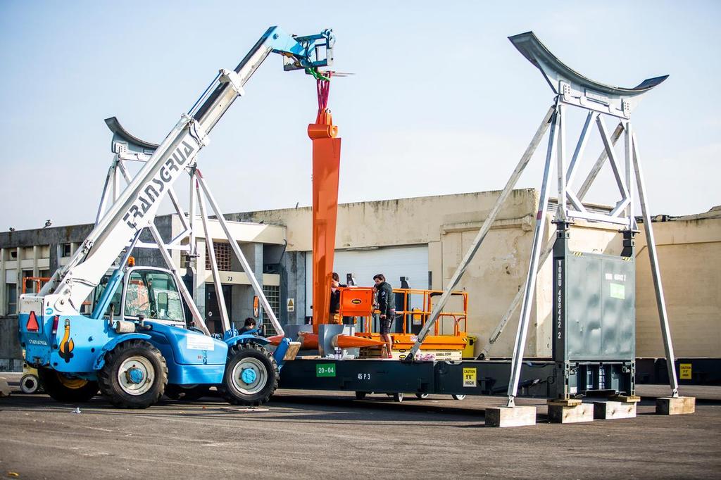 Setting bulb and keel after being refited for Dongfeng Boat. In two weeks the boat will be placed on the cradle. photo copyright  Amalia Infante / Volvo Ocean Race taken at  and featuring the  class