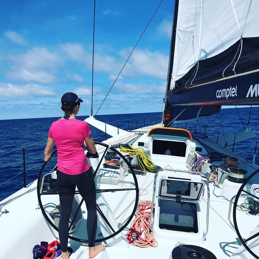 Jo Aleh on the helm - Trans-Tasman crossing CQS, December 1-6, 2016 © Jo Aleh