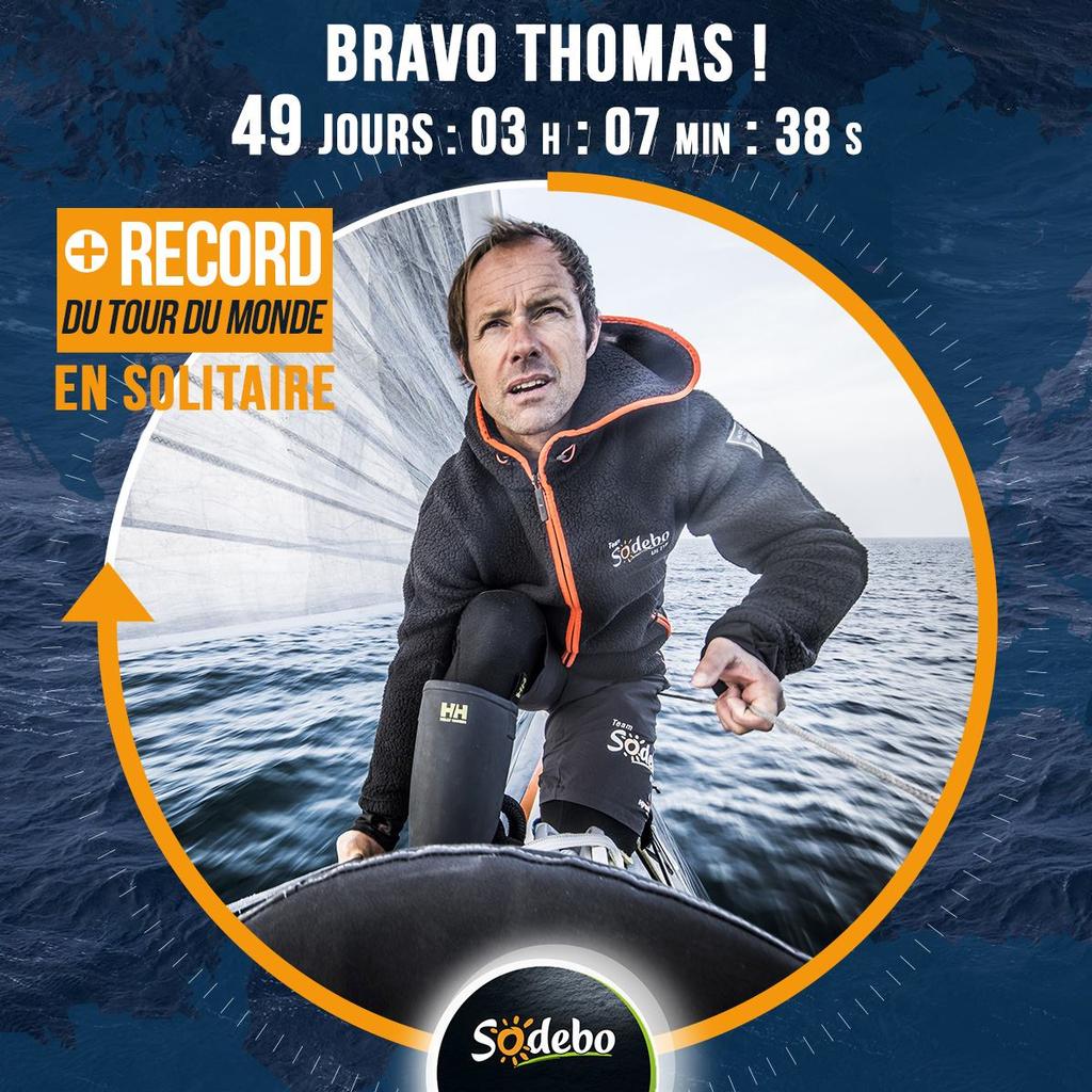 Thomas Coville cracks the 50day barrier for a solo round the world voyage in Sodebo photo copyright Thomas Coville / Sodebo taken at  and featuring the  class