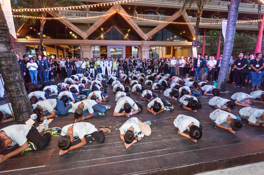 Young sailors pay homage to His Late Majesty at the Opening Ceremony, Phuket King's Cup 2016. © Guy Nowell / Phuket King's Cup