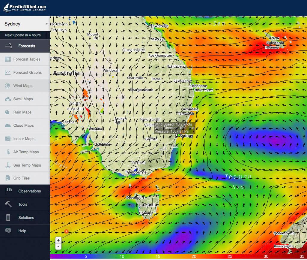 1500hrs on 27/12/16 - Rolex Sydney Hobart Yacht Race © PredictWind