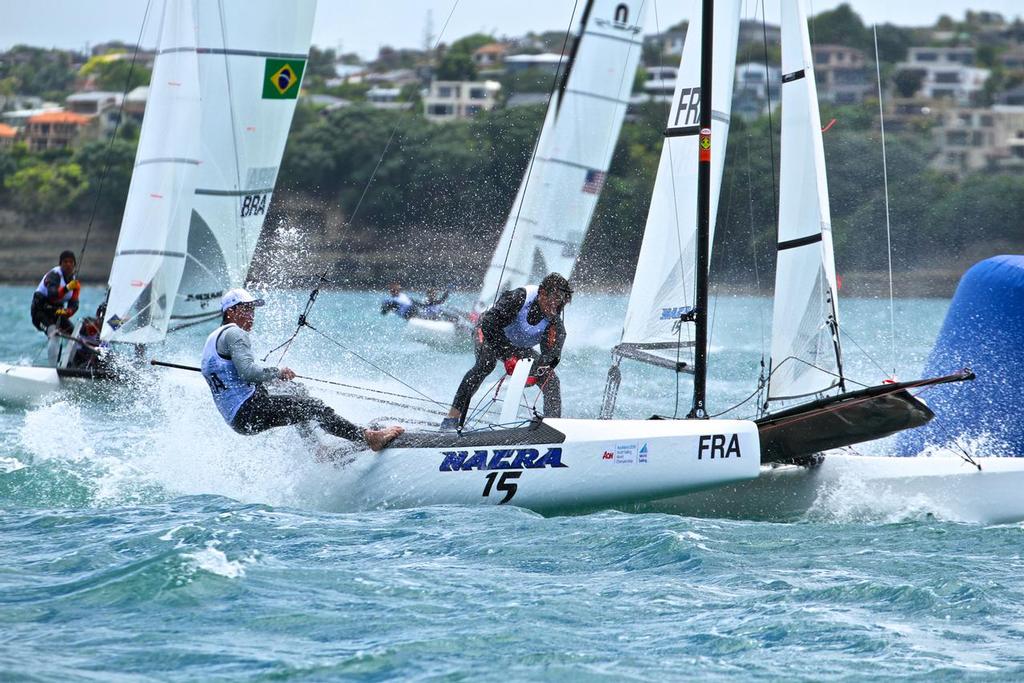 Nacra 15 (FRA) eventual Gold medalists - Aon Youth Worlds 2016, Torbay, Auckland, New Zealand photo copyright Richard Gladwell www.photosport.co.nz taken at  and featuring the  class