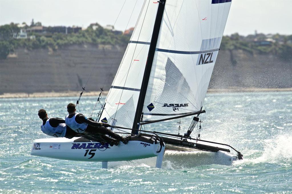 Nacra 15 (NZL) - Aon Youth Worlds 2016, Torbay, Auckland, New Zealand photo copyright Richard Gladwell www.photosport.co.nz taken at  and featuring the  class