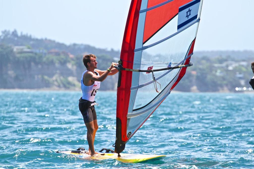 Yoav Omer (ISR) leader Mens RS:X - Aon Youth Worlds 2016, Torbay, Auckland, New Zealand, Day 2 photo copyright Richard Gladwell www.photosport.co.nz taken at  and featuring the  class