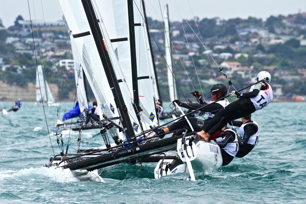 Nacra 15 - Aon Youth Worlds 2016, Torbay, Auckland, New Zealand, Day 4, December 19, 2016 photo copyright Richard Gladwell www.photosport.co.nz taken at  and featuring the  class