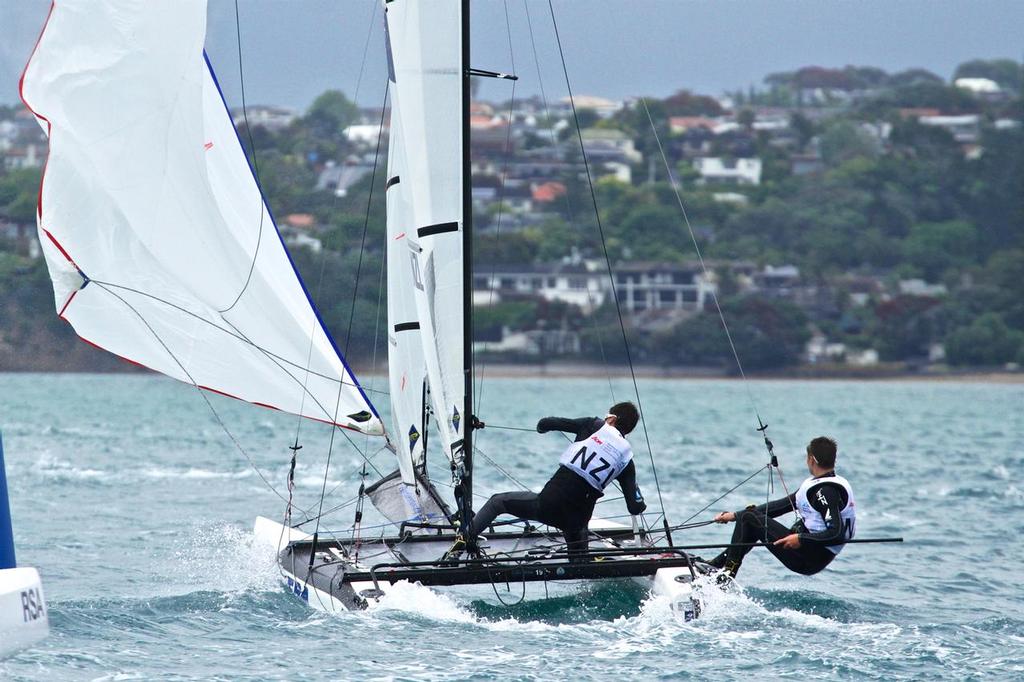 Nacra 15 (NZL) - Aon Youth Worlds 2016, Torbay, Auckland, New Zealand, Day 4, December 19, 2016 photo copyright Richard Gladwell www.photosport.co.nz taken at  and featuring the  class