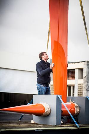 Charles Caudrelier, Skipper from Dongfeng Race Team visit the Boatyard facilities in Lisbon where their boat has been refited and  is getting ready to be launched. photo copyright  Amalia Infante / Volvo Ocean Race taken at  and featuring the  class