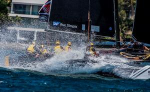 Act 8, Extreme Sailing Series Sydney 2016 – Day 1 – The Danish-flagged SAP Extreme Sailing Team finished the day in fourth position on the Act leaderboard. photo copyright Jesus Renedo / Lloyd images taken at  and featuring the  class