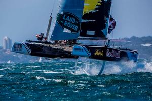 Act 8, Extreme Sailing Series Sydney 2016 – Day 1 – Red Bull Sailing Team took the first race win of the day on the opening day photo copyright Jesus Renedo / Lloyd images taken at  and featuring the  class