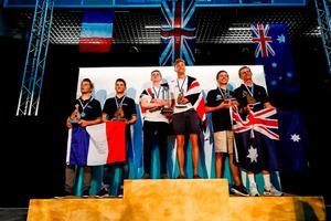 29er boys podium - Aon Youth Sailing World Championships photo copyright  Sailing Energy taken at  and featuring the  class