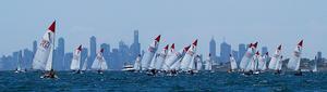 Fleet heads to the leeward mark with Melbourne's CBD in the background. - 39th Sabre Australian Championship photo copyright  Alex McKinnon Photography http://www.alexmckinnonphotography.com taken at  and featuring the  class