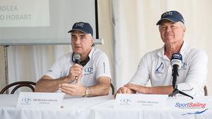 Sir Michael Hintze and Ludde Ingvall at today's launch. - CQS Media Launch photo copyright Beth Morley - Sport Sailing Photography http://www.sportsailingphotography.com taken at  and featuring the  class