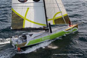 Kilcullen Voyager - Team Ireland, skipper Enda O'Coineen (IRL) at start of the Vendee Globe, in Les Sables d'Olonne, France, on November 6th, 2016 photo copyright Jean-Marie Liot / DPPI / Vendée Globe http://www.vendeeglobe.org taken at  and featuring the  class