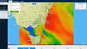 S2H Extreme route supermaxi position, windspeed and direction at 0001hrs Dec 27, 2016, 11 hours after the race start - showing the absence of a southerly front. photo copyright PredictWind taken at  and featuring the  class