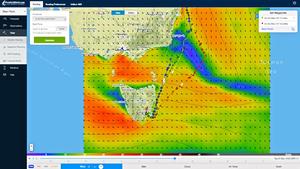 S2H Extreme route supermaxi position, windspeed and direction at Noon Dec 27, 2016, 23 hours after the race start. photo copyright PredictWind taken at  and featuring the  class