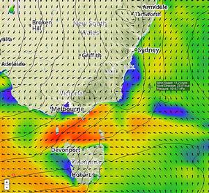 Southerly front is now more like an eddie around Gabo Island area. photo copyright PredictWind taken at  and featuring the  class