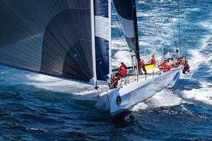 CQS getting that bow out and the crew all perched on her new wings. - 2016 Rolex Sydney Hobart Yacht Race photo copyright Andrea Francolini taken at  and featuring the  class
