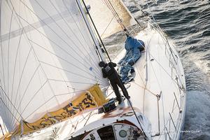 Technofirst Face Ocean, skipper Sebastien Destremau (FRA) Aerial illustration of start of the Vendee Globe, in Les Sables d'Olonne, France, on November 6th, 2016 photo copyright Vincent Curutchet / DPPI / Vendée Globe  taken at  and featuring the  class