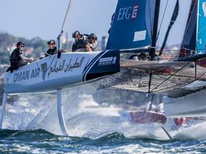 The Extreme Sailing Series 2016. Oman Air - Morgan Larson (USA) - helmsman/skipper, Pete Greenhalgh (GBR) – mainsail trimmer, Nasser Al Mashari (OMA) – bowman, Ed Smyth (NZL/AUS) - trimmer, James Wierzbowski (AUS) – bowman. Act 8.Sydney,Australia. 8th-11th December 2016 photo copyright Jesus Renedo / Lloyd images taken at  and featuring the  class