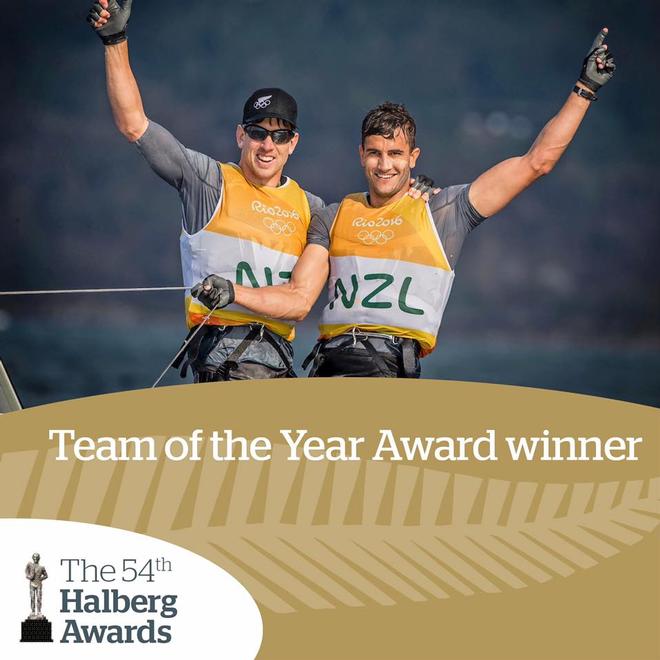 Peter Burling and Blair Tuke - winners of the Team of the Year 2016 Halberg Awards © Emirates Team New Zealand http://www.etnzblog.com