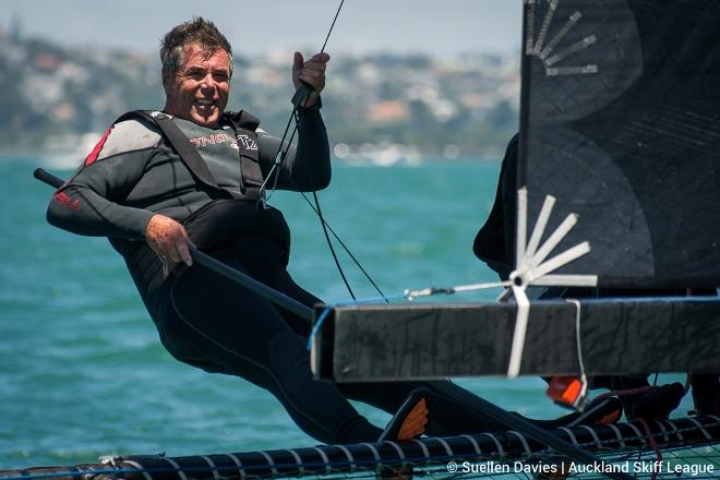 Graham Catley - Day 2 - 18ft Skiff NZ Championship, February 5, 2017 © Suellen Davies / Auckland Skiff League