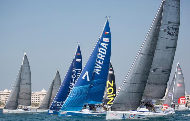 EFG Sailing Arabia - The Tour 2016. Dubai. UAE. In-Port racing close to the city shoreline. © Mark Lloyd http://www.lloyd-images.com