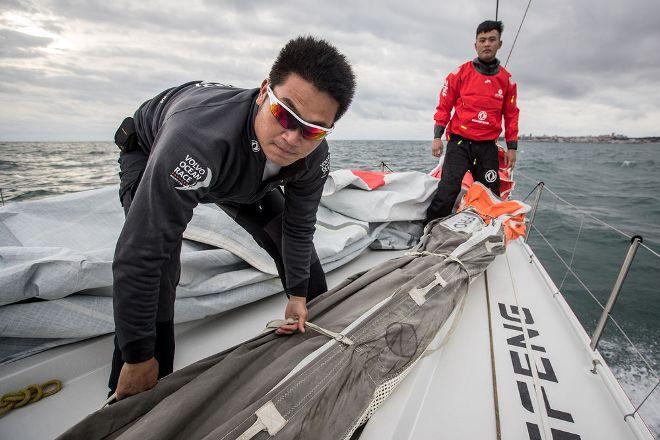 Sea trials onboard Dongfeng as the team enter the final stages of boat preparation before the focus switches to on-the-water training and final crew selection. - Volvo Ocean Race © Eloi Stichelbaut / Dongfeng Race Team