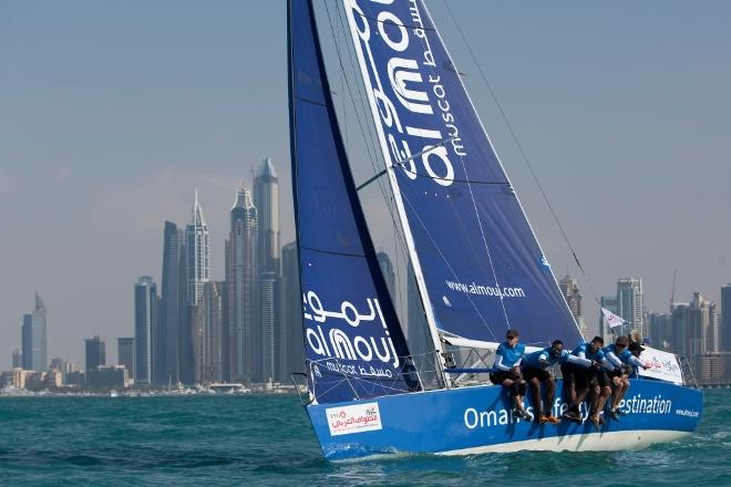 EFG Bank Sailing Arabia The Tour 2016. Dubai. UAE – Picture of the fleet training close to the city today prior to the start of the 2016 race © Mark Lloyd http://www.lloyd-images.com