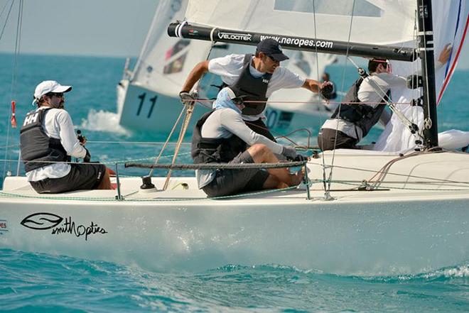 Tim Healy's New England Ropes made an impressive overtake of early series leader and defending champion Calvi Network in the J/70 class  © Quantum Key West Race Week / PhotoBoat.com