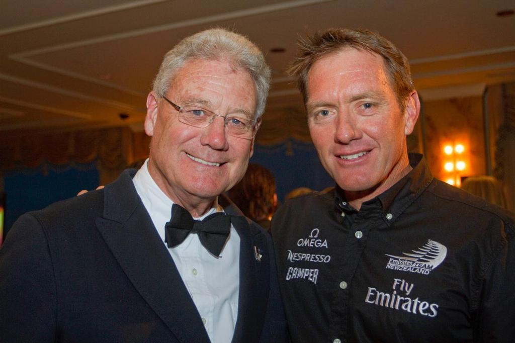 PJ Montgomery and Tony Rae (ETNZ grinder) at the August 27th Louis Vuitton Cup prize giving Gala  dinner for  Emirates Team New Zealand (NZL) and Luna Rossa (ITA) crew. The reception and sit down dinner was hosted at the Fairmont Hotel photo copyright Bob Grieser/Outside Images www.outsideimages.com taken at  and featuring the  class