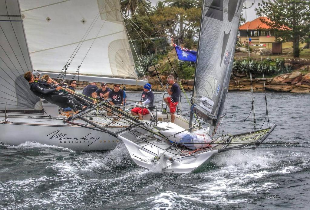 Near miss in Race 3, Australia Day - Race 3 - 18ft Skiffs Australian Championship, January 30, 2017 © Michael Chittenden 