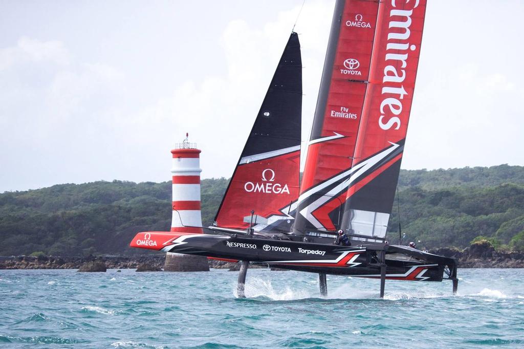 Emirates Team NZ heads out for another training session in the AC45S - the Kiwi team has always developed in isolation for each of their nine AC campaigns photo copyright Hamish Hooper/Emirates Team NZ http://www.etnzblog.com taken at  and featuring the  class