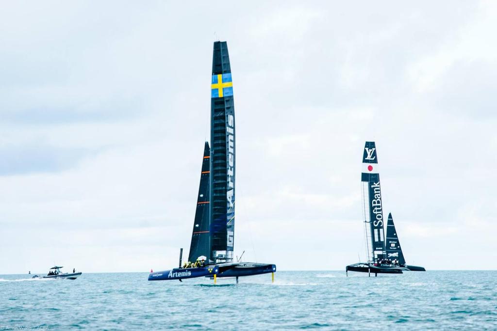 Artemis Racing and Softbank Team Japan - America's Cup Practice racing in AC45-S -, January 2017 photo copyright Americas Cup Media www.americascup.com taken at  and featuring the  class