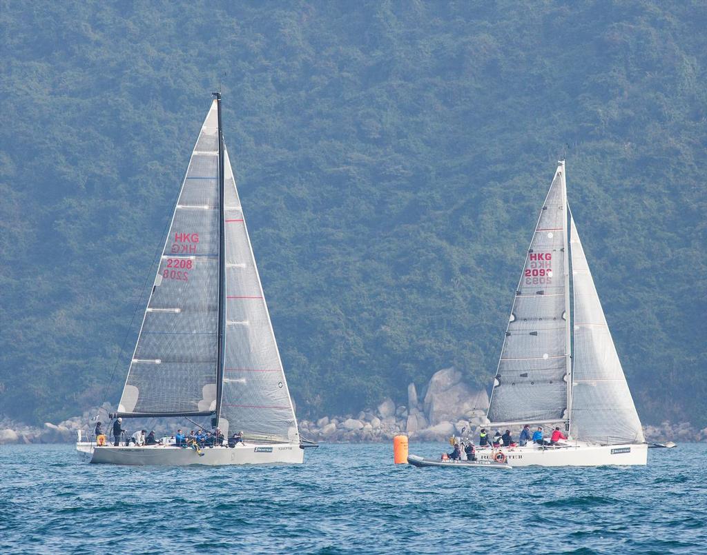 Red Kite II and Ambush at the windward mark. Beneteau Four Peaks Race 2017. © Guy Nowell / ABC