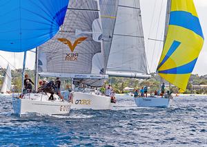 The Austrian team on Godspeed lead the pack in CSA Racing soon after the start. photo copyright  Peter Marshall / MGRBR taken at  and featuring the  class