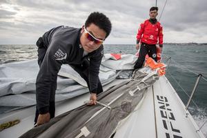 Sea trials onboard Dongfeng as the team enter the final stages of boat preparation before the focus switches to on-the-water training and final crew selection. - Volvo Ocean Race photo copyright Eloi Stichelbaut / Dongfeng Race Team taken at  and featuring the  class