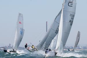 AUS 04 is currently in fourth place overall, and is the son of the oldest member of the fleet, Steven Brewin with Andrew Williams. - Pinkster Gin 2017 F18 Australian Championship photo copyright  Alex McKinnon Photography http://www.alexmckinnonphotography.com taken at  and featuring the  class