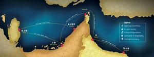 Map route – EFG Sailing Arabia – The Tour photo copyright Mark Lloyd http://www.lloyd-images.com taken at  and featuring the  class