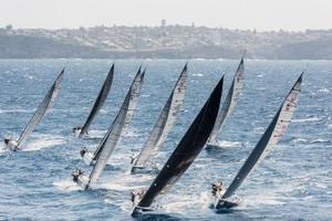 An overhead shot from the 2016 Rolex Farr 40 World Championship shows the fleet in fine trim while racing upwind off the coast of Sydney, Australia. photo copyright Adventures of a Sailor Girl taken at  and featuring the  class