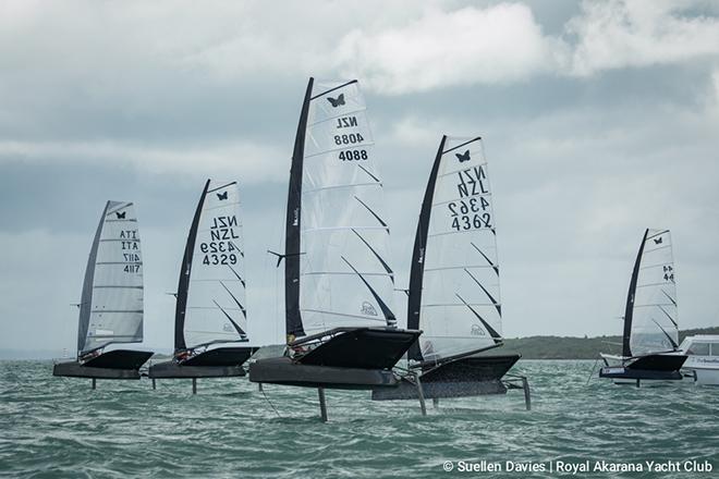 Fleet in action - 2017 Moth New Zealand Championship © Suellen Davies-Royal Akarana YC