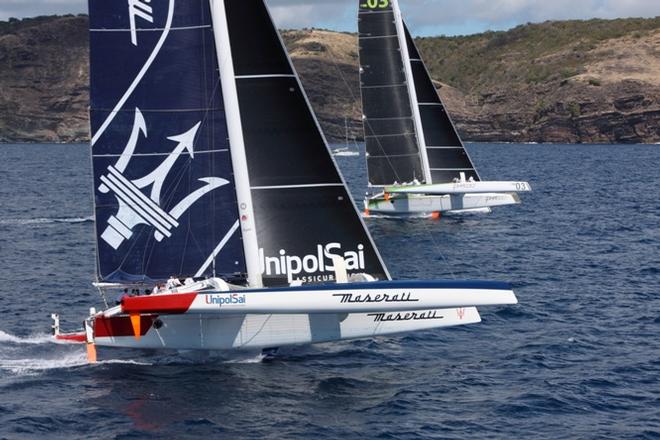 Maserati and Phaedo3 at the start - RORC Caribbean 600 © RORC / Tim Wright / Photoaction.com