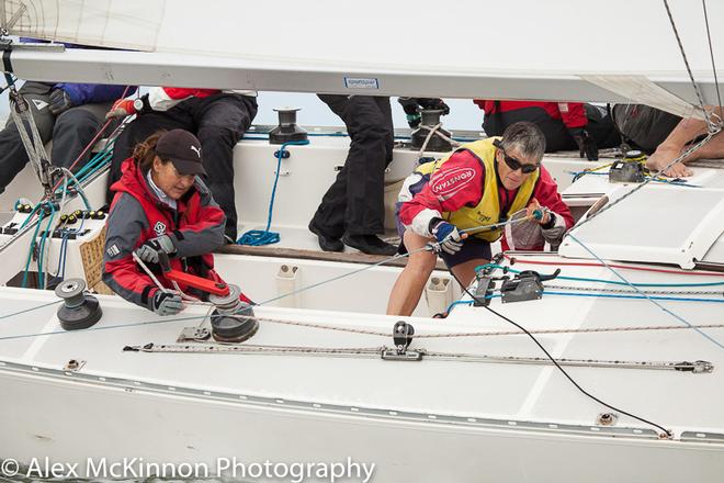 Crew hard at work on Salamander III - the Adams 10 making a clean sweep of the day. Clearing the kite sheet from the primary here... - Val Hodge Trophy - 2017 PPWCS ©  Alex McKinnon Photography http://www.alexmckinnonphotography.com