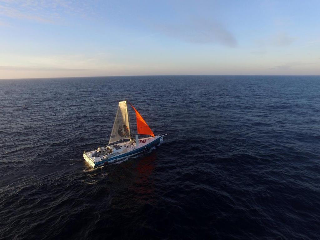  - Conrad Colman under sail in the jury rigged Foresight Natural Energy, February 16, 2016 © Conrad Colman / Foresight Energy / Vendée Globe