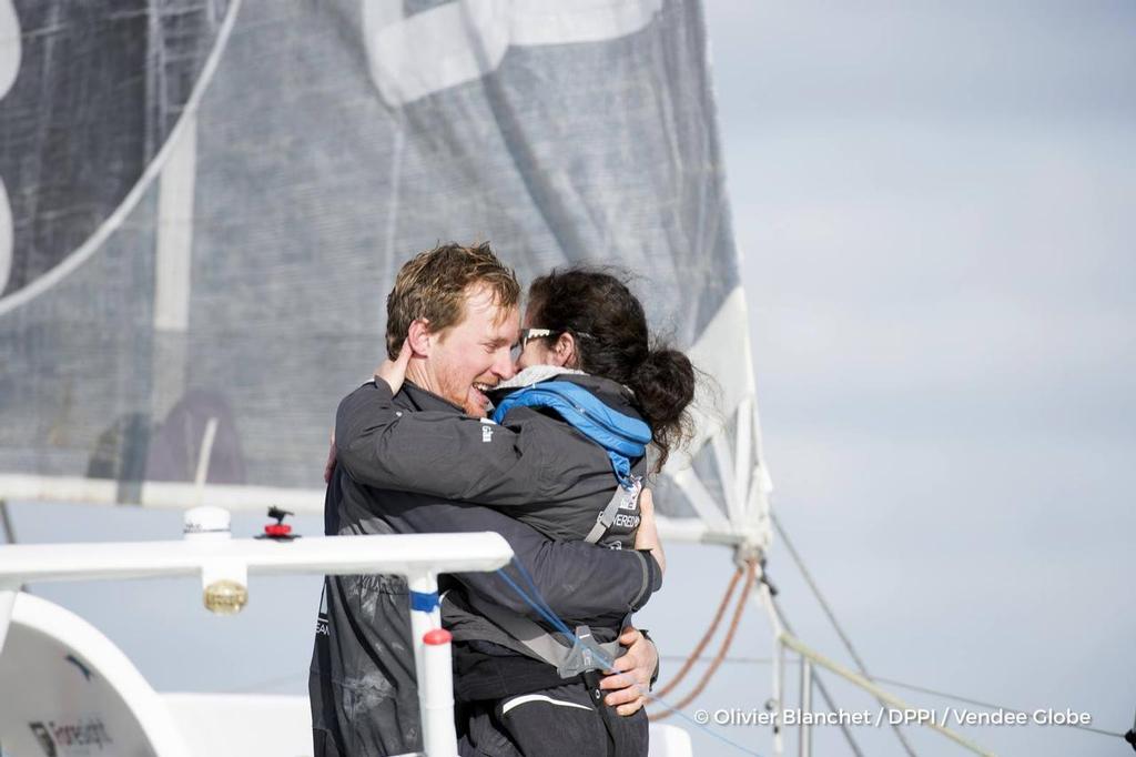  - Vendee Globe - Conrad Colman finishes under Jury Rig in Les Sables d’Olonne - February 24, 2017 ©  Olivier Blanchett / DPPI / Vendee Globe http://www.vendeeglobe.org/