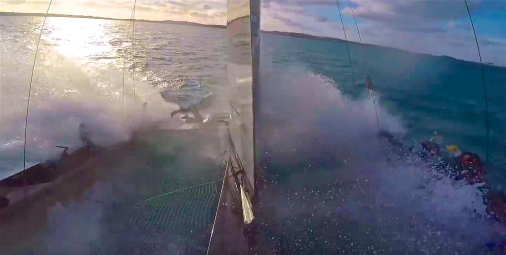  - Oracle Team lose Graeme Spence overboard from AC50 photo copyright Oracle Team USA media taken at  and featuring the  class