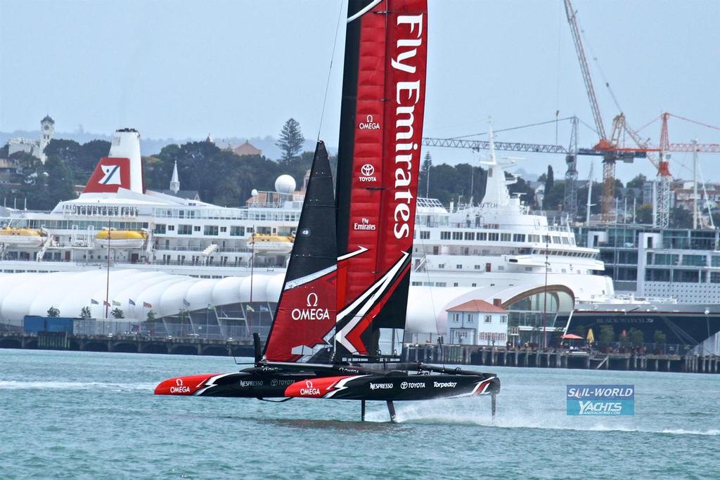 Emirates Team New Zealand's new AC50 sailing for the second time  from the Team's base in Auckland.  February 15, 2017 photo copyright Richard Gladwell www.photosport.co.nz taken at  and featuring the  class