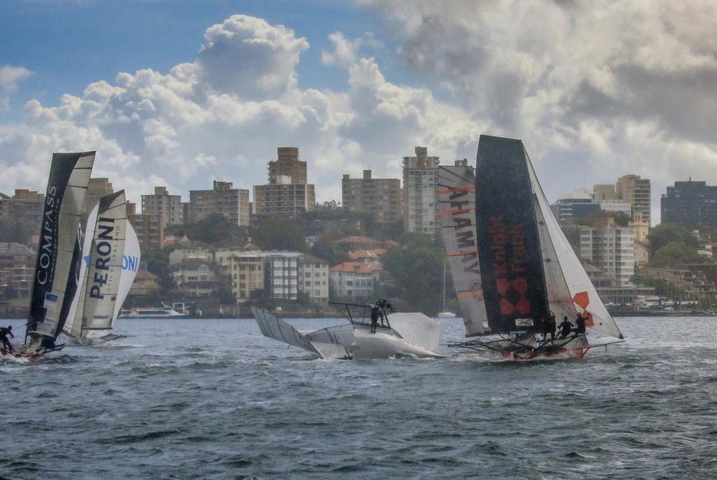 Yamaha has just avoided C-Tech - Race 3 - 2017 JJ Giltinan Trophy 18ft Skiff Championship, February 28, 2017 © Michael Chittenden 