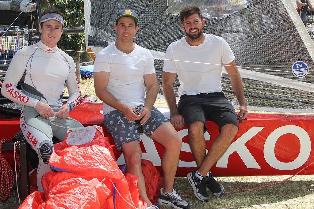 The Asko Appliances team of Marcus Ashley-Jones, Seve Jarvin and Jeronimo Harrison photo copyright Frank Quealey /Australian 18 Footers League http://www.18footers.com.au taken at  and featuring the  class