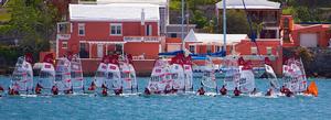 O'pen BICs along the iconic Bermuda water front - America's Cup Endeavour O'pen photo copyright Nevin Sayre taken at  and featuring the  class